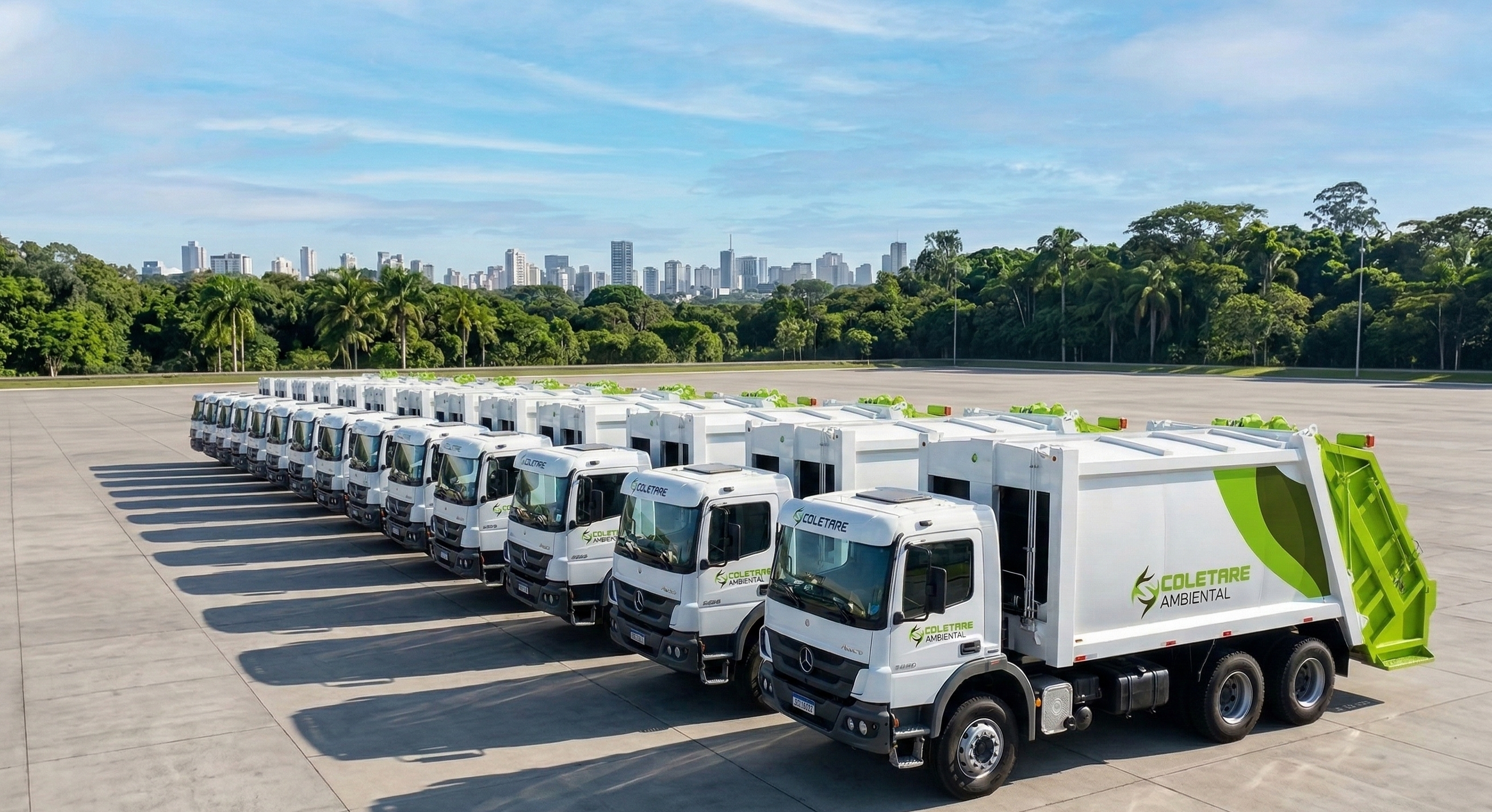 Frota de caminhões da Coletare Ambiental